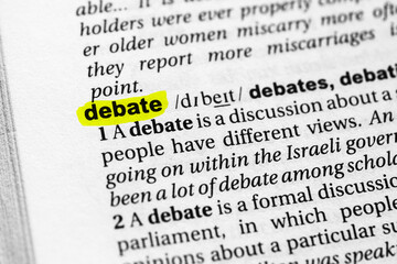 Highlighted word debate concept and meaning