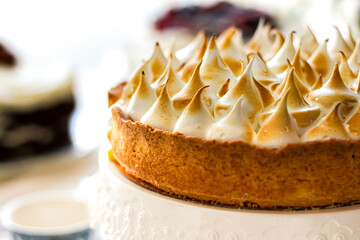 lemon pie. Lemon meringue tart with a biscuit base