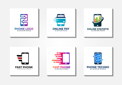 Mobile phone logo collection. Smartphone logo vector concept.