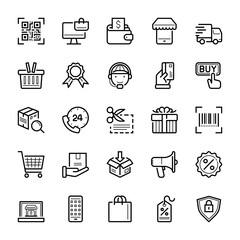 Shopping and E-commerce Icons, vector illustration.
