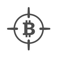 bitcoin target silhouette vector icon isolated on white. bitcoin aim icon for web, mobile apps, ui design and print