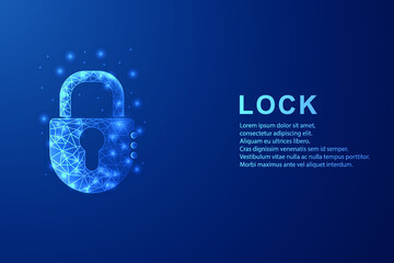 lock icon. Modern 3d graphics concept. Low poly style design. Abstract geometric background. Isolated vector illustrations.