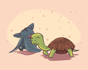 bat and turtle