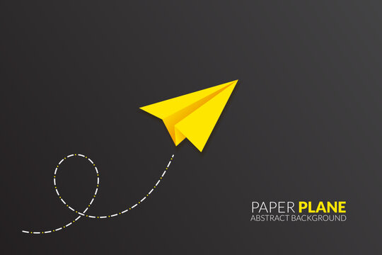 Yellow paper plane abstract vector background isolated background. Simple origami modern banner, wallpaper, web, cover.