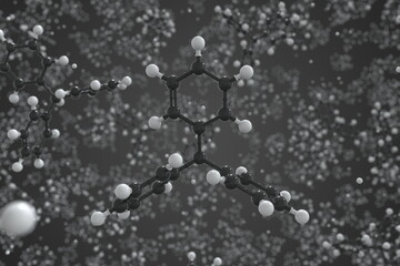 Triphenylmethane molecule, scientific molecular model, 3d rendering