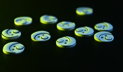 plastic buttons on black surface
