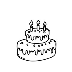 Cake Doodle vector icon. Drawing sketch illustration hand drawn cartoon line eps10