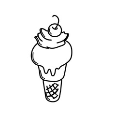 Ice cream Doodle vector icon. Drawing sketch illustration hand drawn cartoon line eps10
