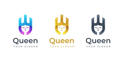 Queen logo design inspiration. Monogram logo. Crown logo