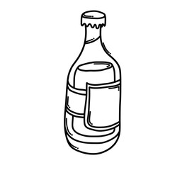 Alcohol bottle Doodle vector icon. Drawing sketch illustration hand drawn cartoon line eps10