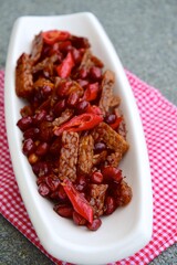 Indonesian Cuisine - Spicy Tempeh Peanut Sweet Soy Sauce or Orek Tempe Kacang