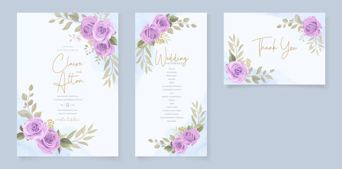 Fototapeta na wymiar Elegant floral wedding invitation template