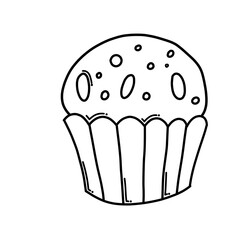Cup cake Doodle vector icon. Drawing sketch illustration hand drawn cartoon line eps10