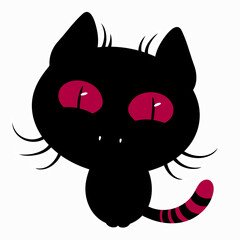 cute cartoon black kitten with big eyes