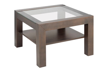 brown wooden glass table isolated