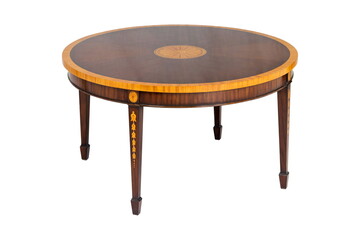 Wooden round brown table isolated