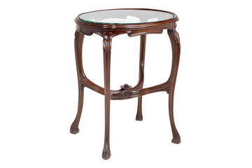 Wooden glass brown table isolated