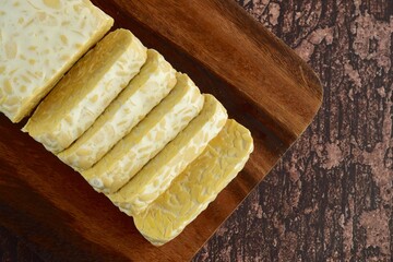 Sliced Tempeh on Wooden Board