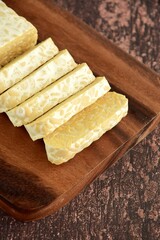 Sliced Tempeh on Wooden Board