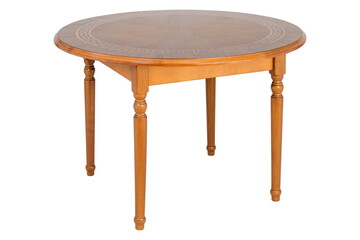 Wooden round brown table isolated