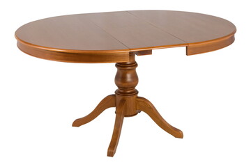 Wooden round brown table isolated