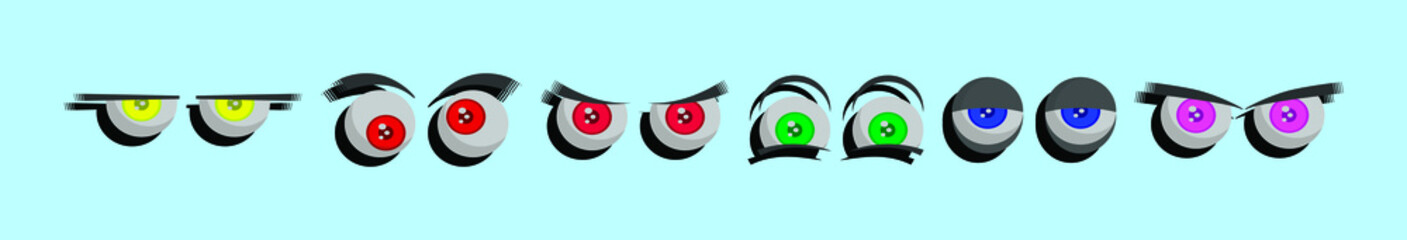 set of eye. cartoon icon design template with various models. vector illustration isolated on blue background