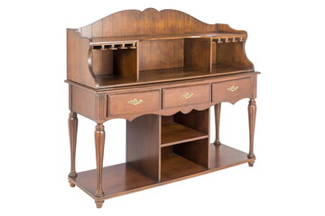 wooden brown furniture bollard in isolation