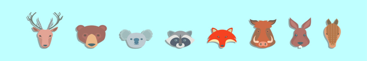 set of animals cartoon icon design template with various models. vector illustration isolated on blue background