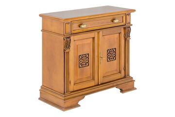 wooden brown furniture bollard in isolation