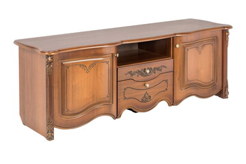 wooden brown furniture bollard in isolation