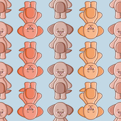 Cute cartoon dog vector repeat pattern. Chinese zodiac illustration background.