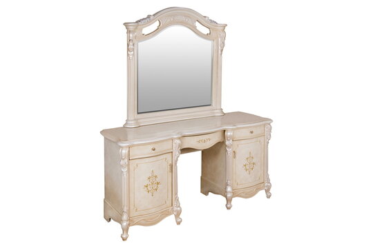 White Table Dresser With Mirror