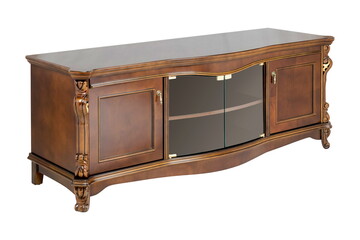 wooden brown furniture bollard in isolation