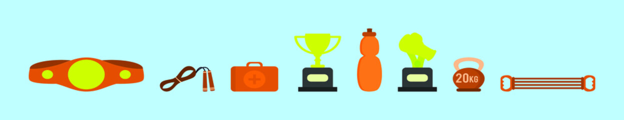 set of boxing cartoon icon design template with various models. vector illustration isolated on blue background