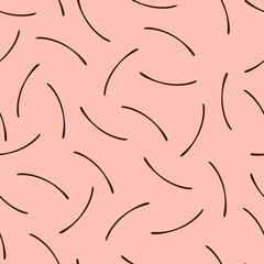 Thin small arcuate brown sticks on a pink background. Seamless pattern for fabrics, textiles, wrapping paper, curtains, pillows, bedspreads, bed linen. 