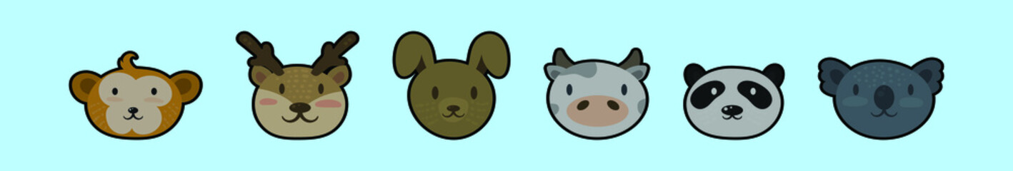 set of animals cartoon icon design template with various models. vector illustration isolated on blue background