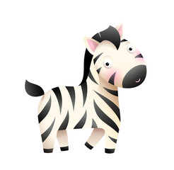 Baby zebra african animal cartoon for little kids. Children zebra from the zoo character design for children. Vector funny illustration clipart. © Popmarleo