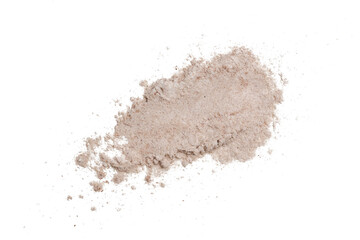 Beige cosmetic or make up powder isolated on white.