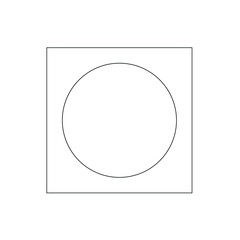 Symbol for mechanical equipment (cutlet molding machine), consisting of a circle and a square in black on a white background