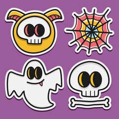 hand drawn halloween doodle cartoon sticker design