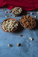 Top view of dry fruits. Selective focus.