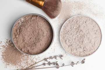 A jar of organic non-toxic chemicals free dry shampoo. DIY project for healthy low toxic living....