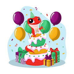 Obraz na płótnie Canvas birthday cake with balloons and gifts