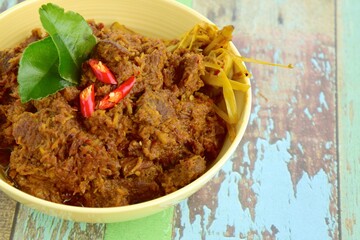 Rendang Padang, indonesian beef stew with coconut milk
