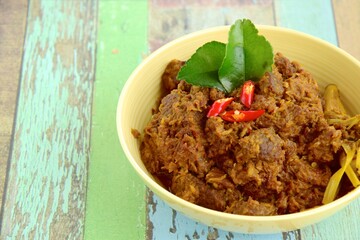 Rendang Padang, indonesian beef stew with coconut milk
