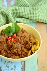Rendang Padang, indonesian beef stew with coconut milk
