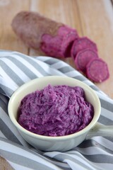 Mashed purple sweet potato. Ube puree
