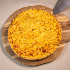 Vegetarian quiche recipe with winter vegetables, carrot, celery, potato