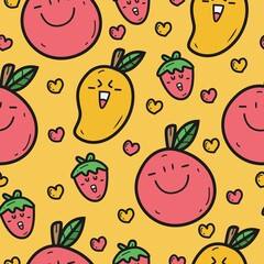 hand drawn cartoon doodle fruit pattern design