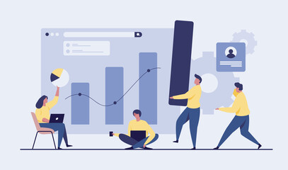 People analyzing growth charts Free Vector
